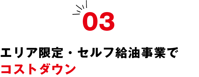 03 エリア限定・セルフ給油事業でコストダウン