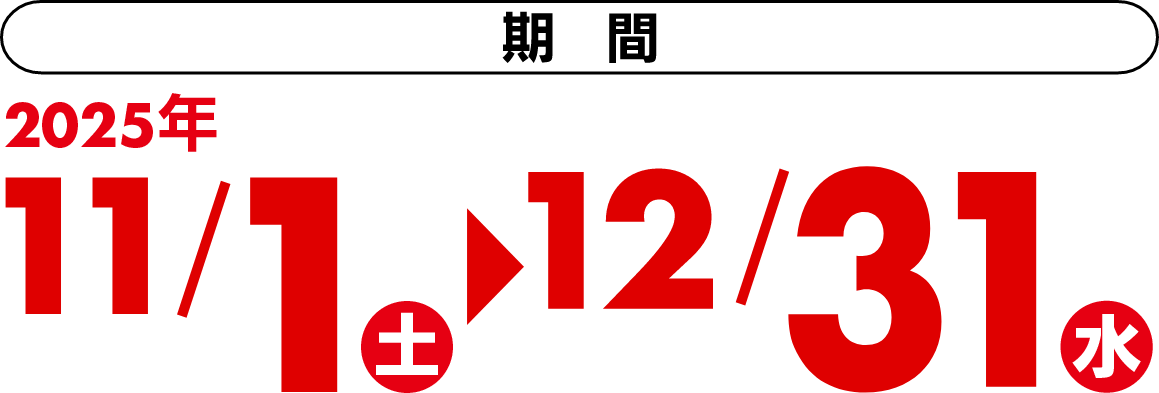期間：2025年11/1土～12/31水